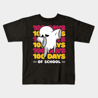 100 Days of school typography featuring a Cute Dabbing ghost #1 Kids T-Shirt